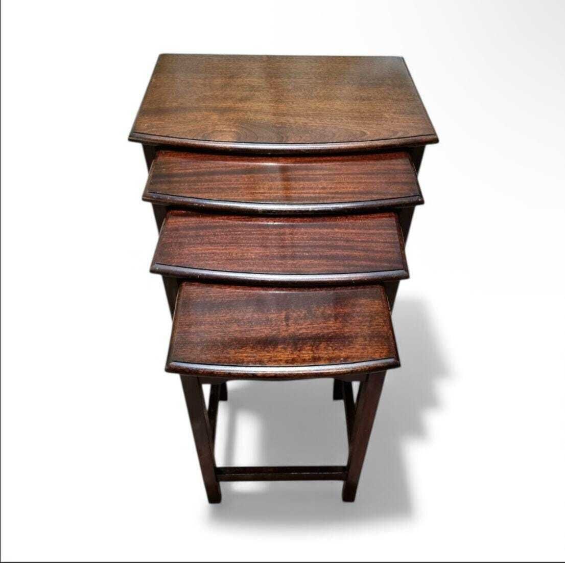 Vintage Mid Century Set Of Four Nesting Tables / C. 1960 / Solid Wood
