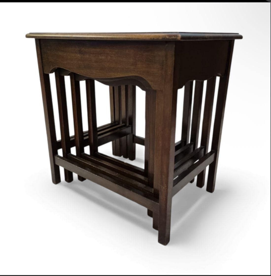 Vintage Mid Century Set Of Four Nesting Tables / C. 1960 / Solid Wood photo buy