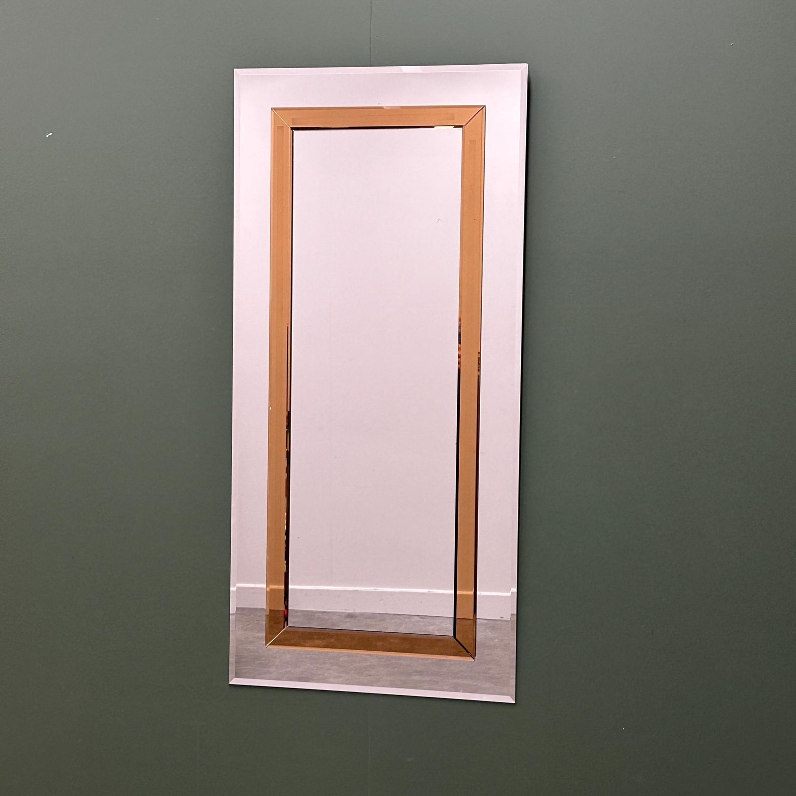 Large German Beveled Mirror With Bronze Tinted Border, 1980s