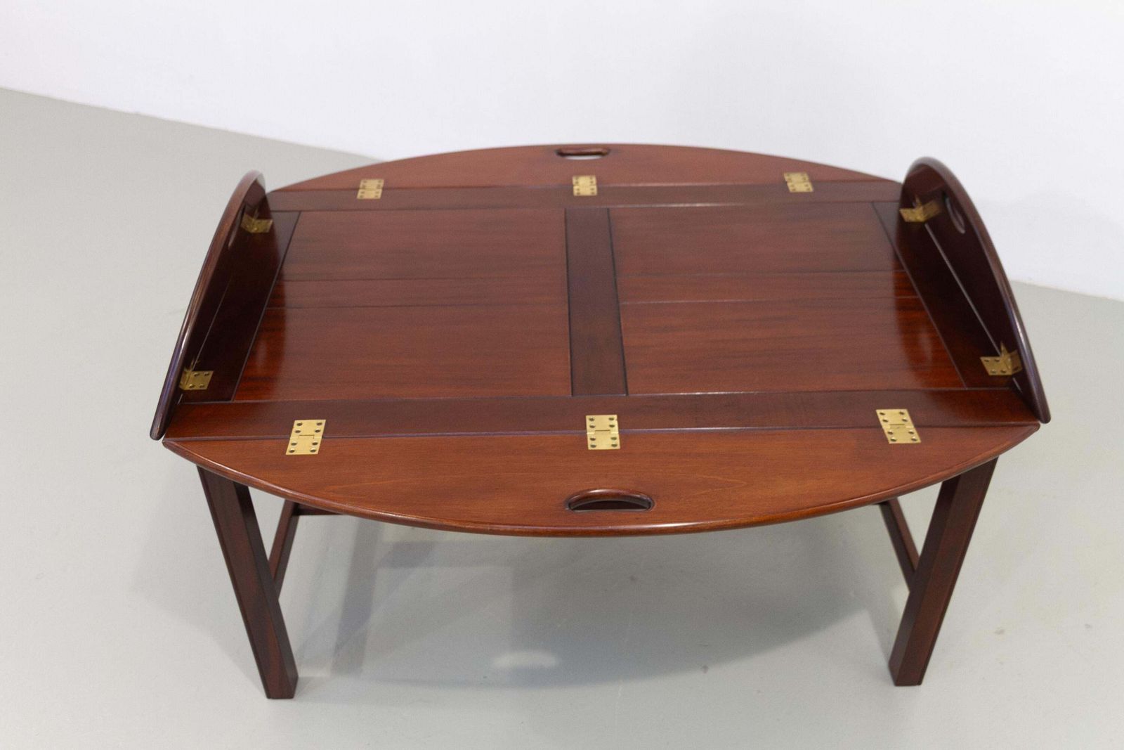 English Mahogany And Brass Butler's Tray Coffee Table, 1960s. photo Furniture