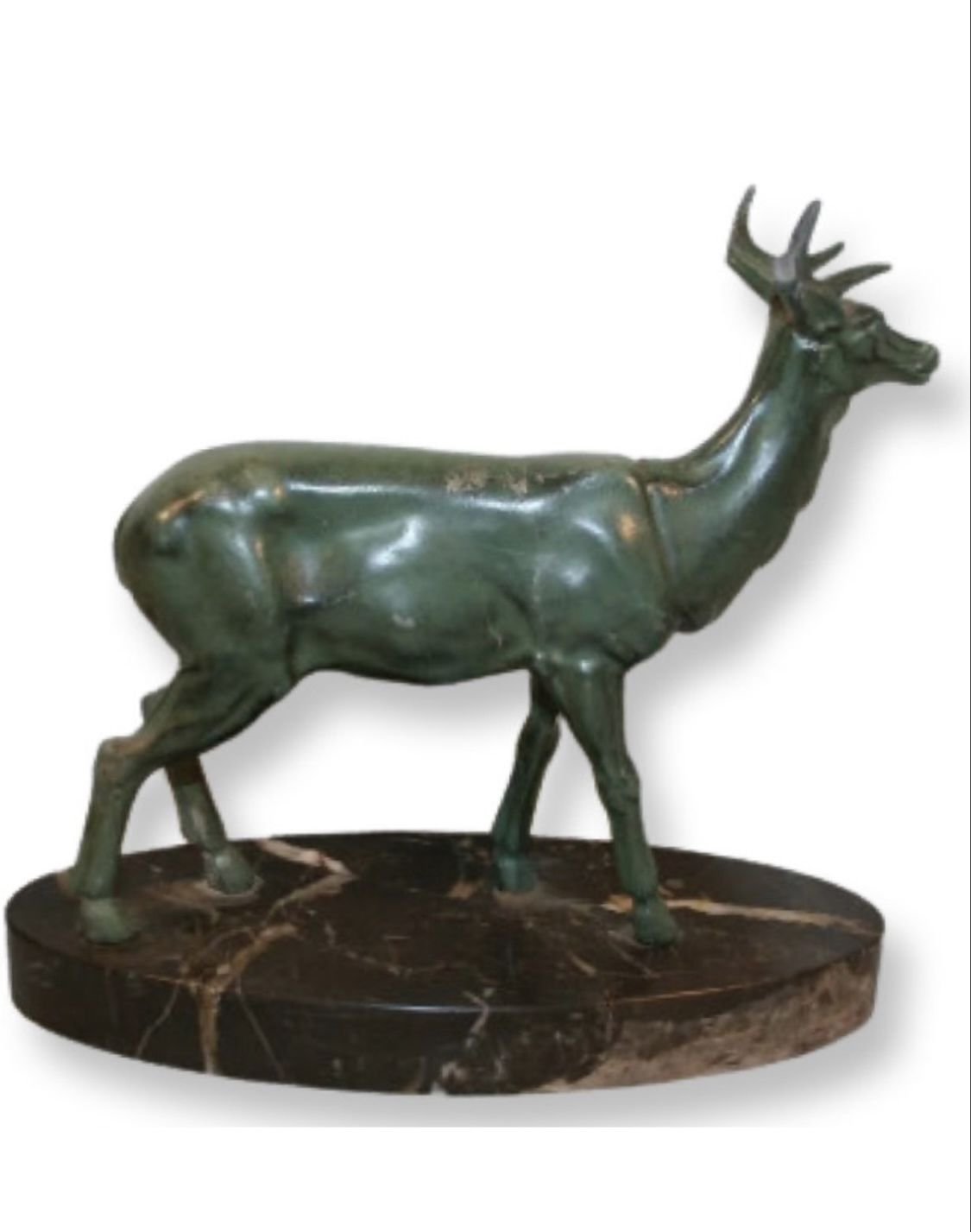 An English Art Deco Spelter Figure Of A Deer On A Marble Base photo furniture