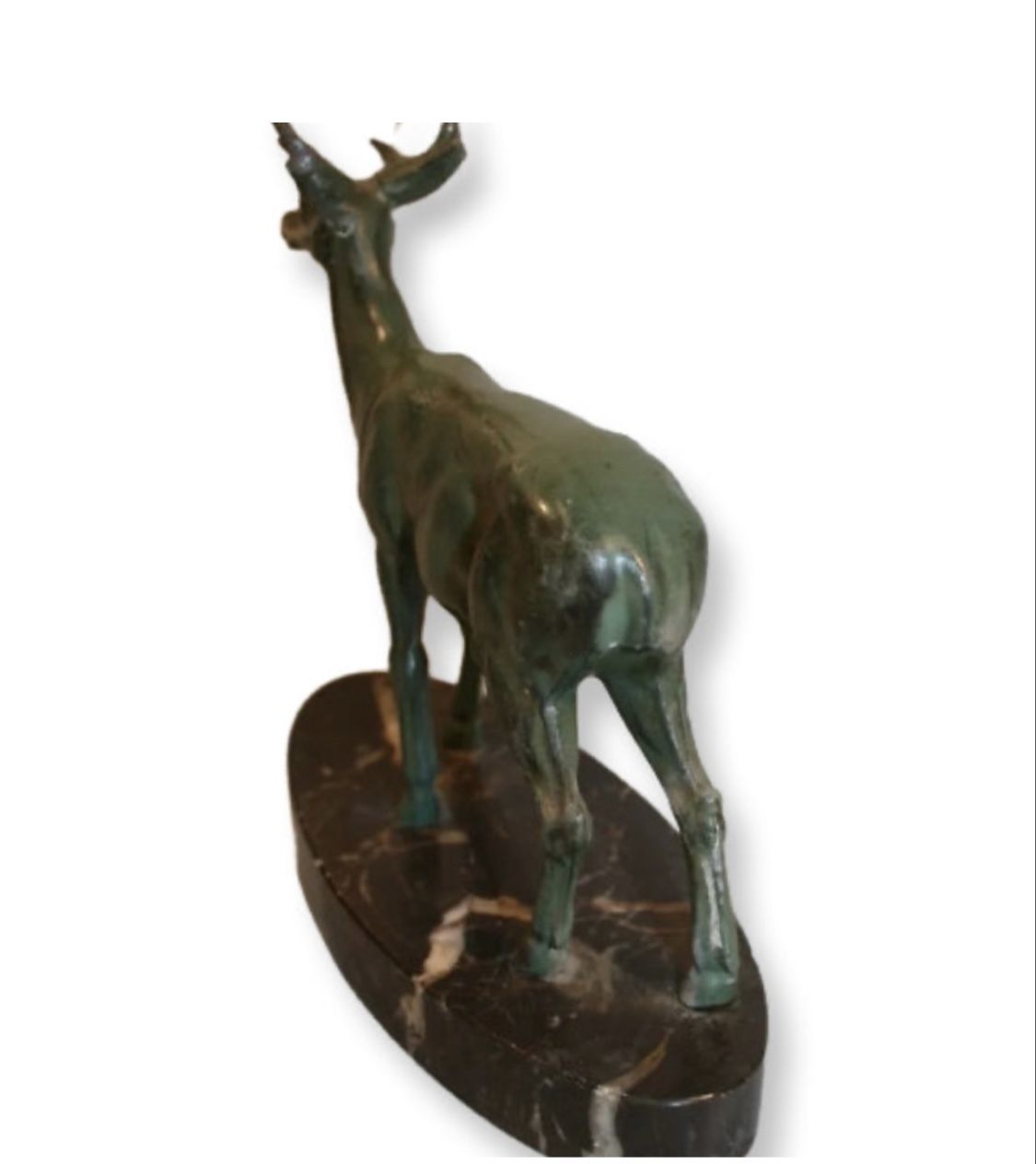 An English Art Deco Spelter Figure Of A Deer On A Marble Base photo for sale