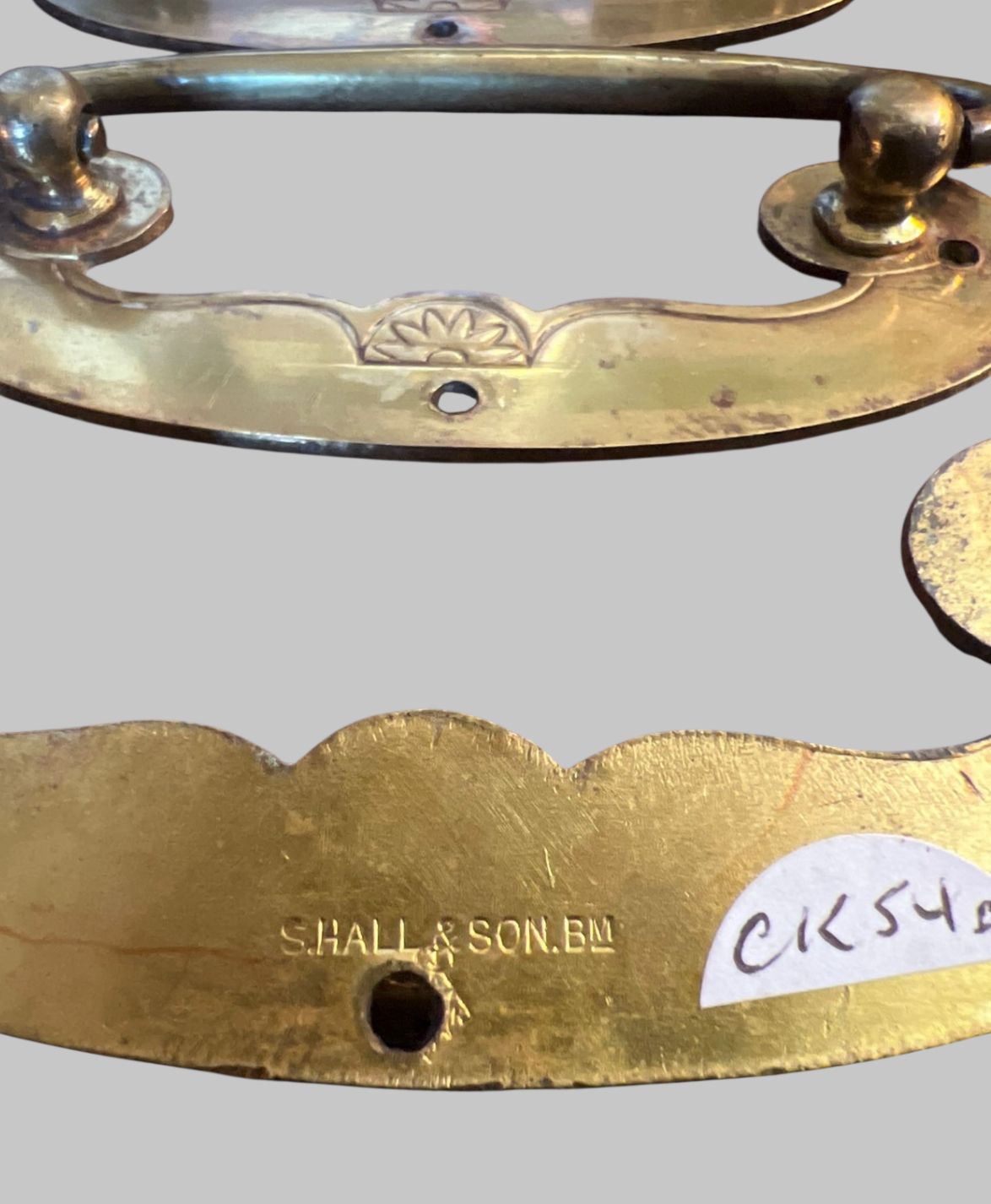 A Fine Matched Set Of Six Original Victorian Brass Drawer Handles photo for sale