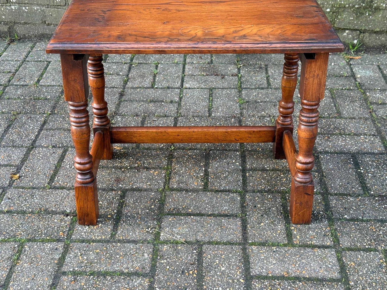 Furniture Quality Vintage Solid Wood Side Table English Traditional Occasional Table C1950s (59cm W X 47cm H) photo