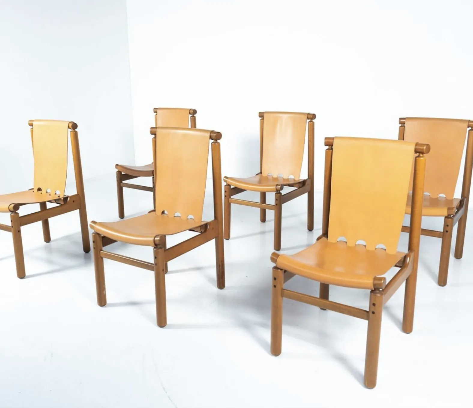 Furniture Mid Century Modern Set Of 6 Leather Dining Chairs By Ilmari Tapiovaara photo