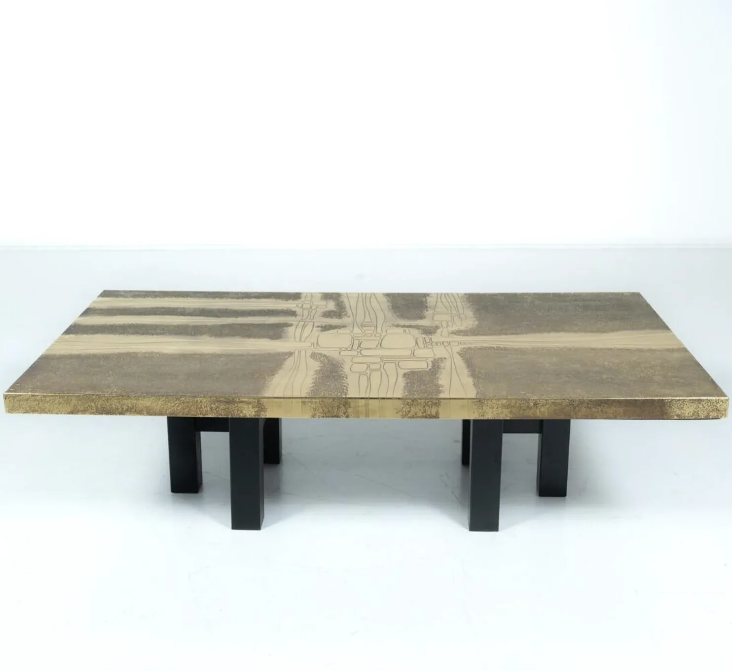 Mid Century Brass Coffee Table By Lova Creation, Belgium, 1970s photo Furniture