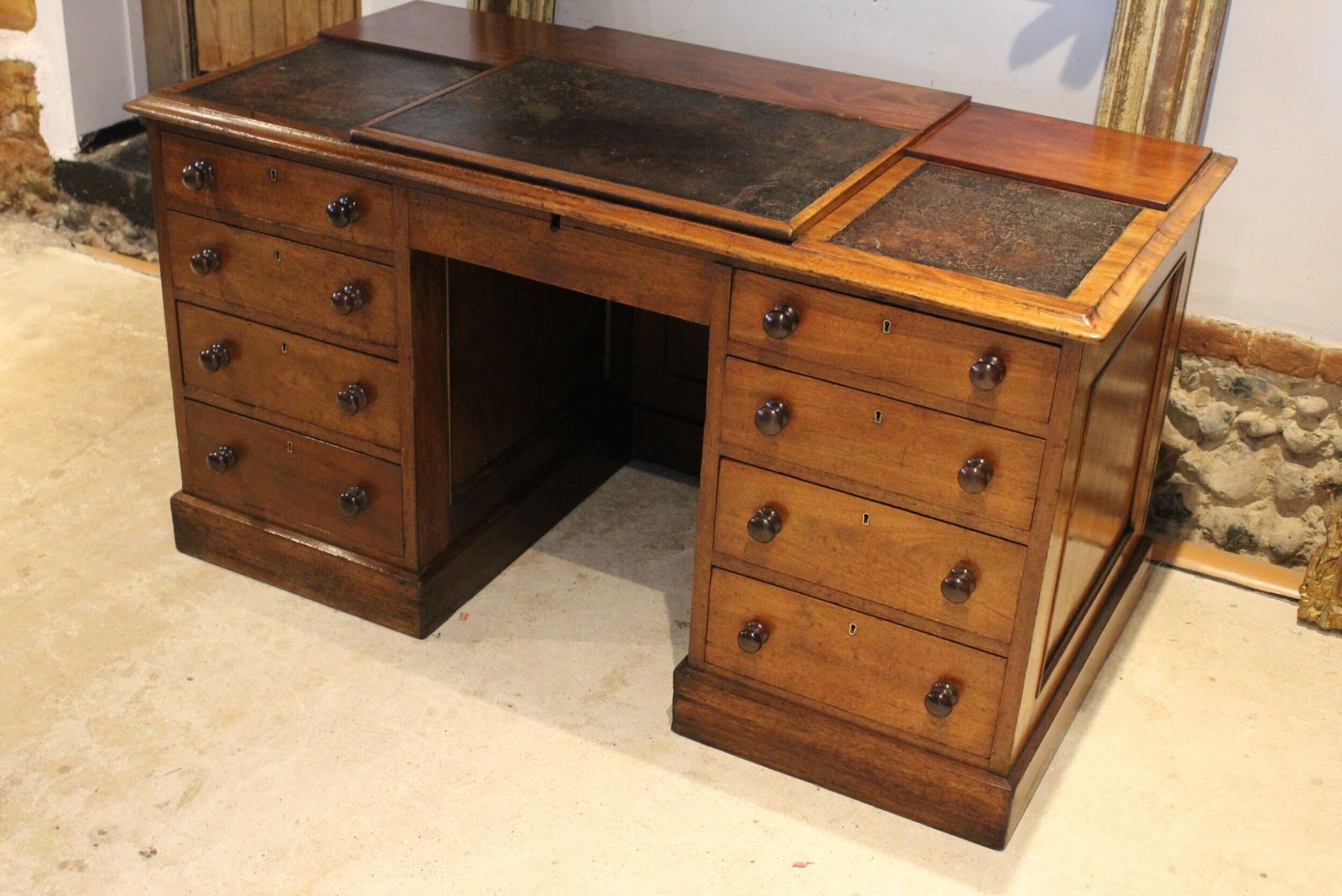Desk Wonderful Elveden Estate Victorian Mahogany C1850 photo for sale