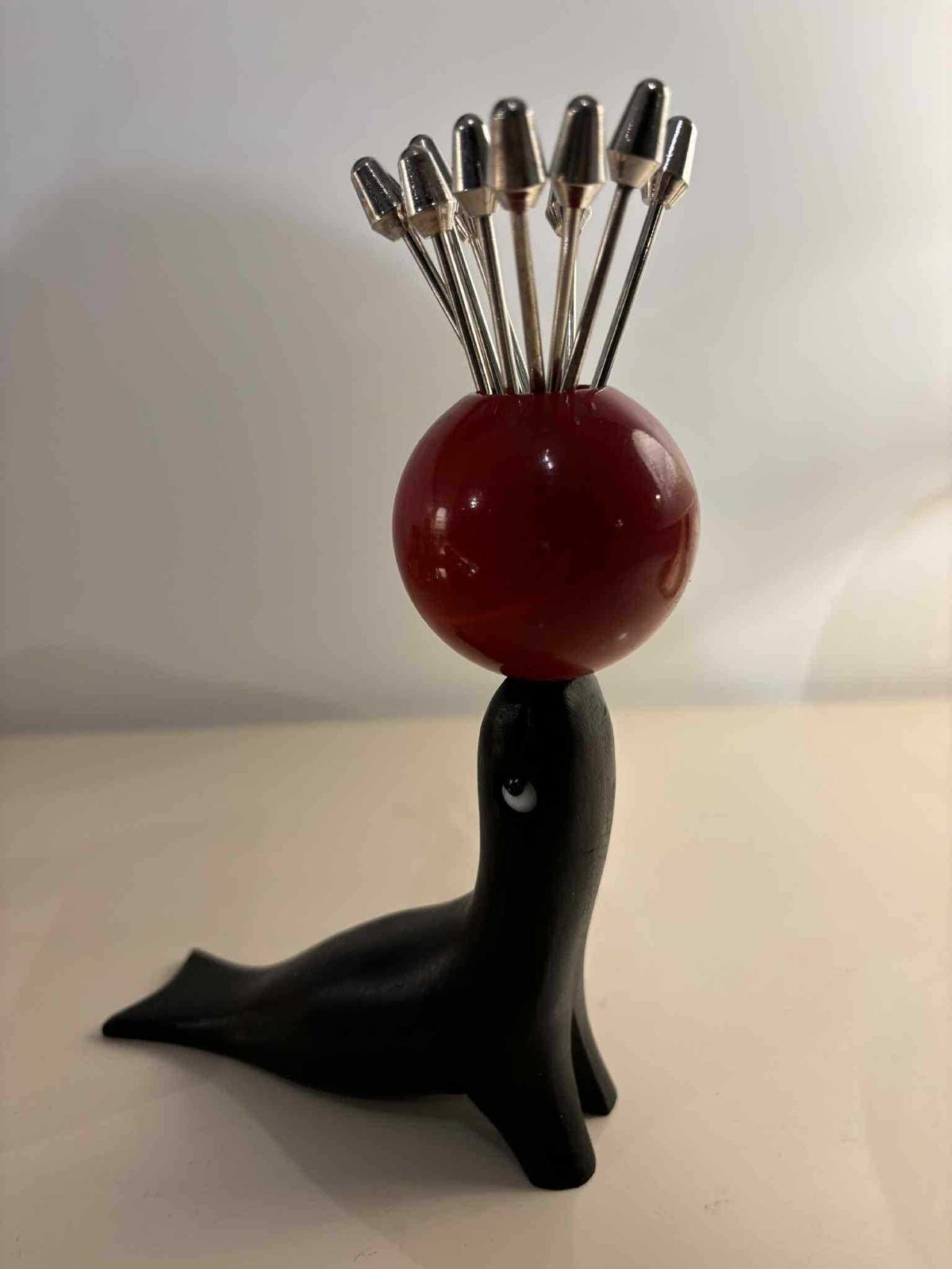 Seal Cocktail Pick Holder Vintage Mid Century Modern – Made In France photo Home Decor