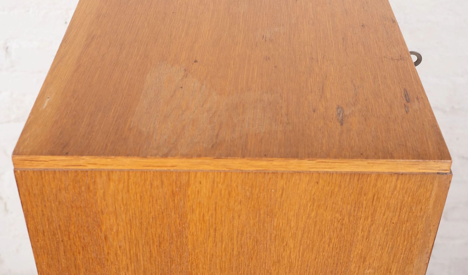 photo buy Mid Century French Oak Twin Door Tambour Cabinet