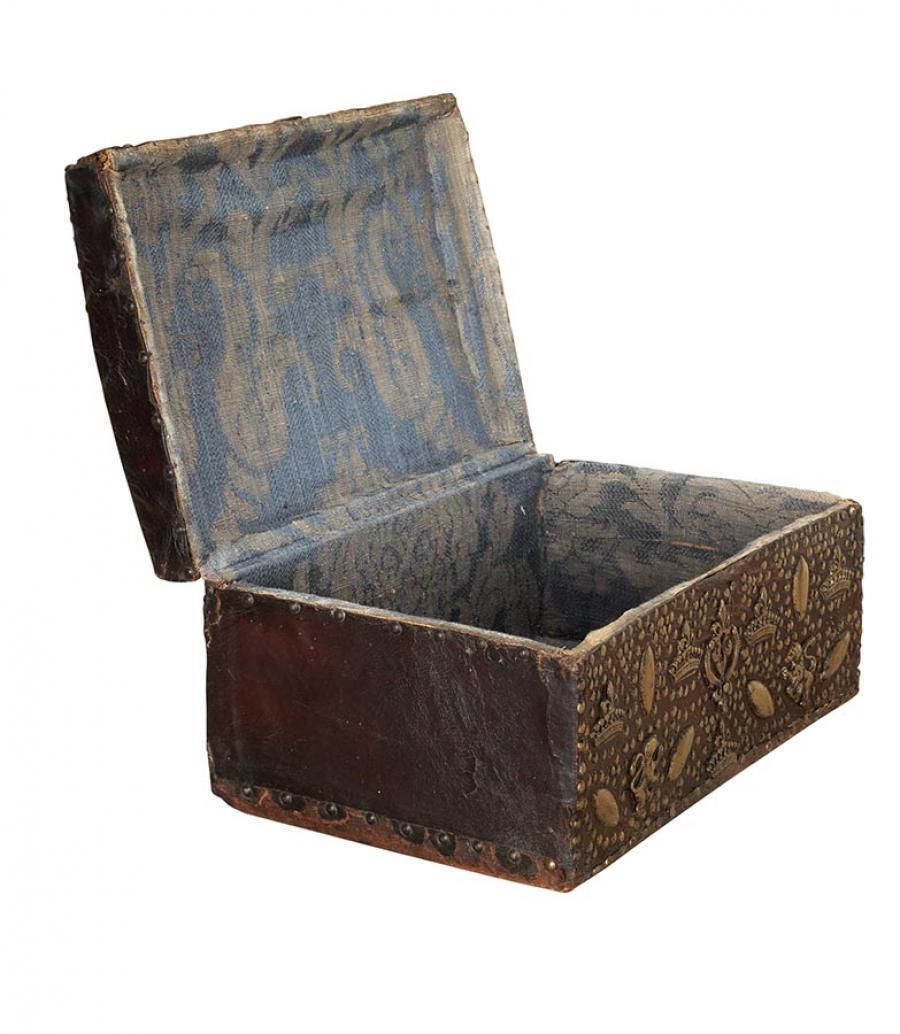 Late 17th Century French Leather Box With Crowns photo furniture