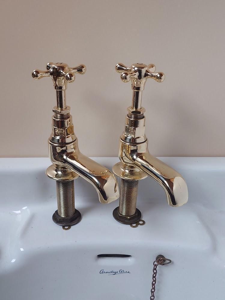 photo furniture Polished Brass Bath Taps: 1930s Period Faucets, Overhauled & Ready To Fit