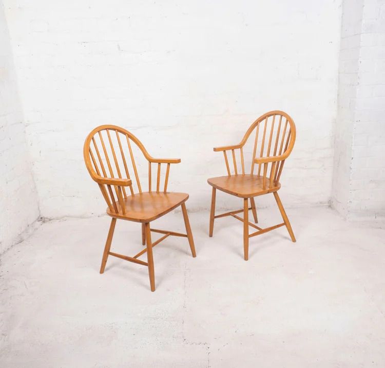 Pair Of Danish Pine Chairs By Ole Jorgensen For Tarm Stole