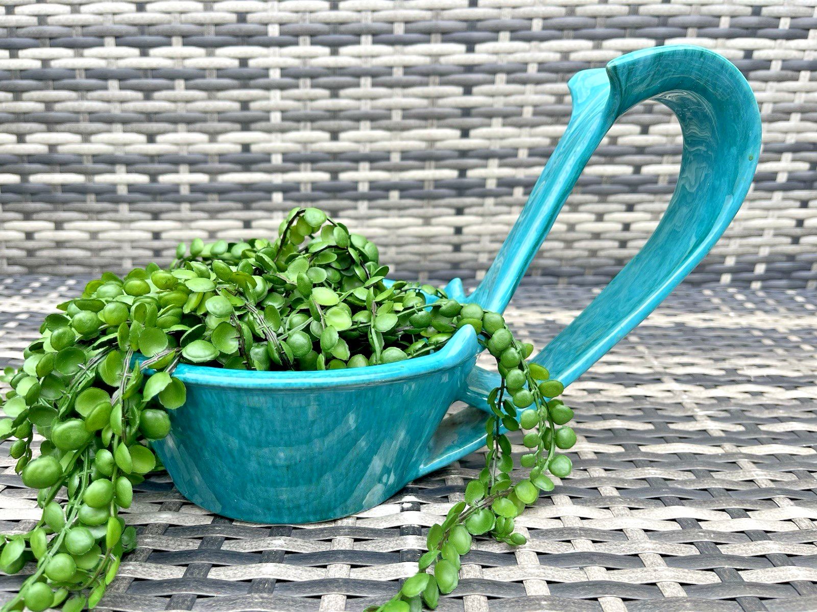 Large Mid Century Marcello Fantoni Italian Pottery Turquoise Planter Plant Pot photo for sale