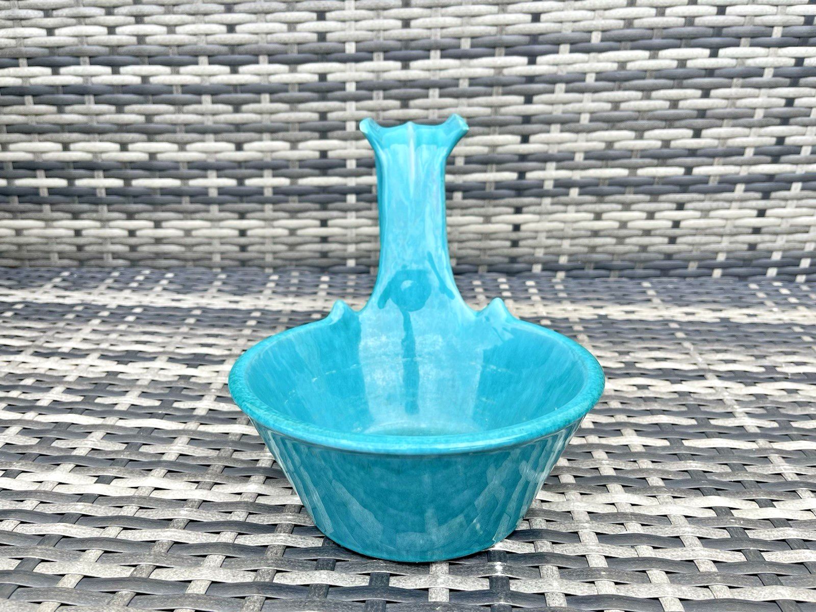 Large Mid Century Marcello Fantoni Italian Pottery Turquoise Planter Plant Pot photo vinterior