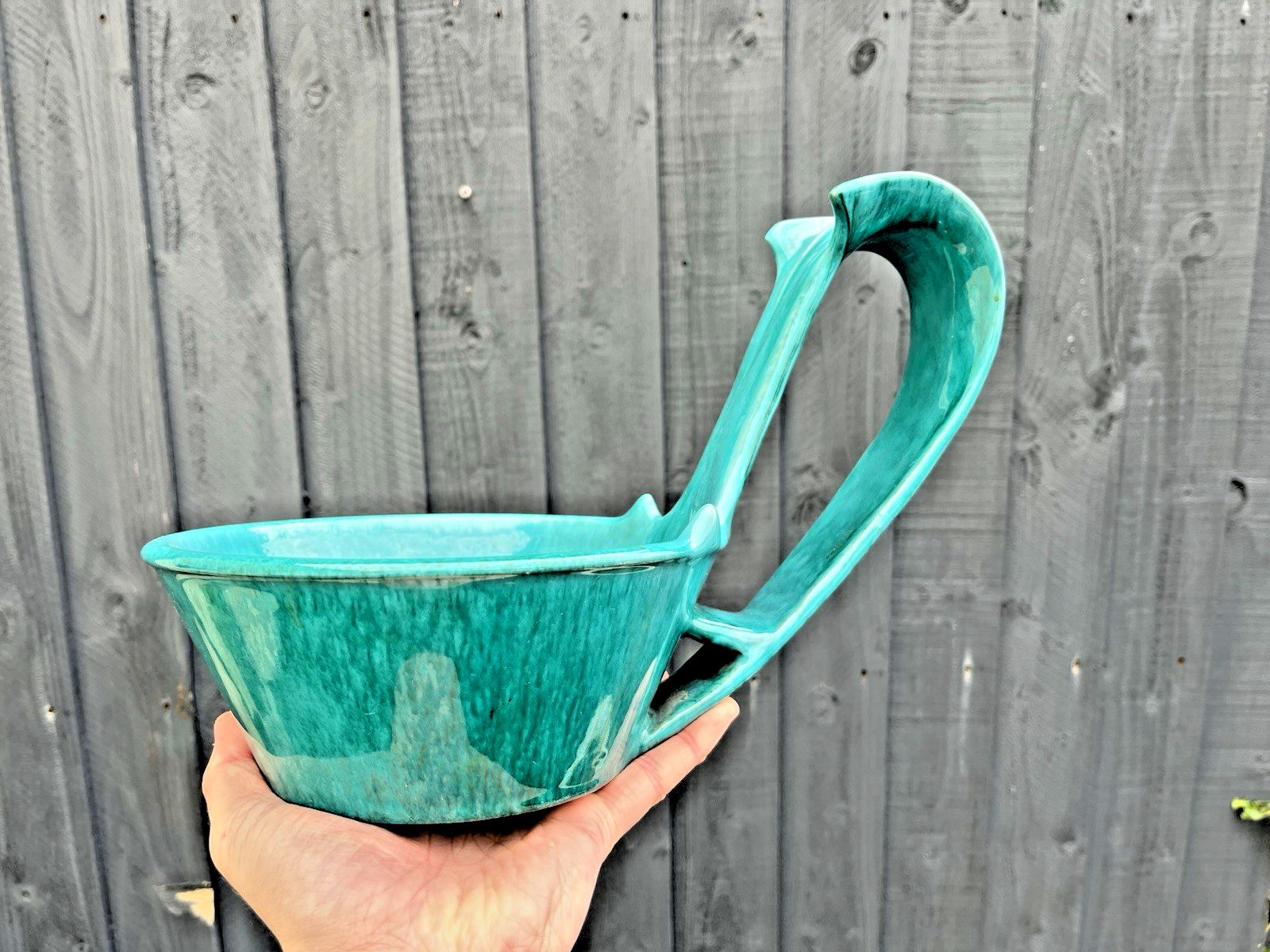 photo vinterior Large Mid Century Marcello Fantoni Italian Pottery Turquoise Planter Plant Pot