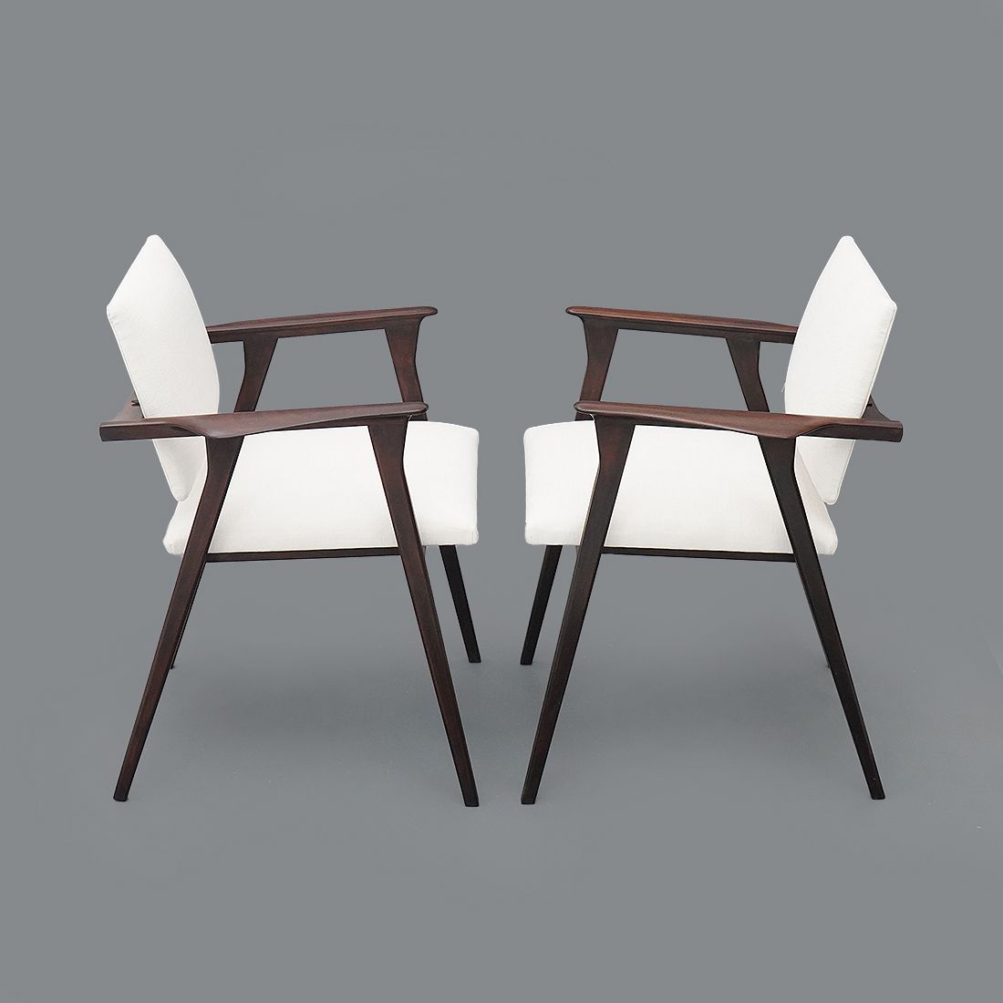 Pair Of Armchairs With Wooden Armrests, 1950s photo vinterior