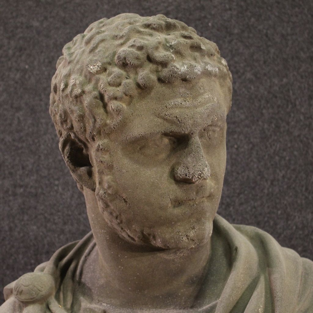 20th Century Cement Sculpture, Bust Of Emperor Caracalla photo Art