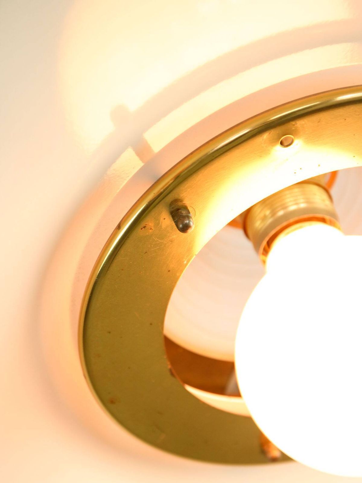 photo for sale Vintage Italian Brass And Metal Saucer Pendant Lamp, 1970s