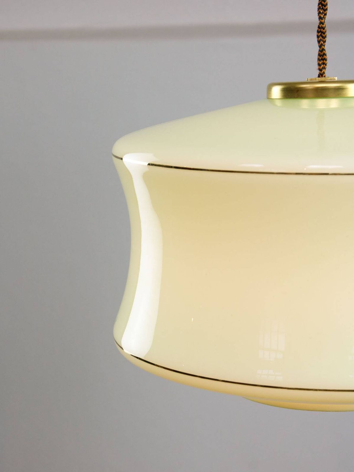 photo furniture Mid Century Italian Brass And Green Glass Pendant Lamp