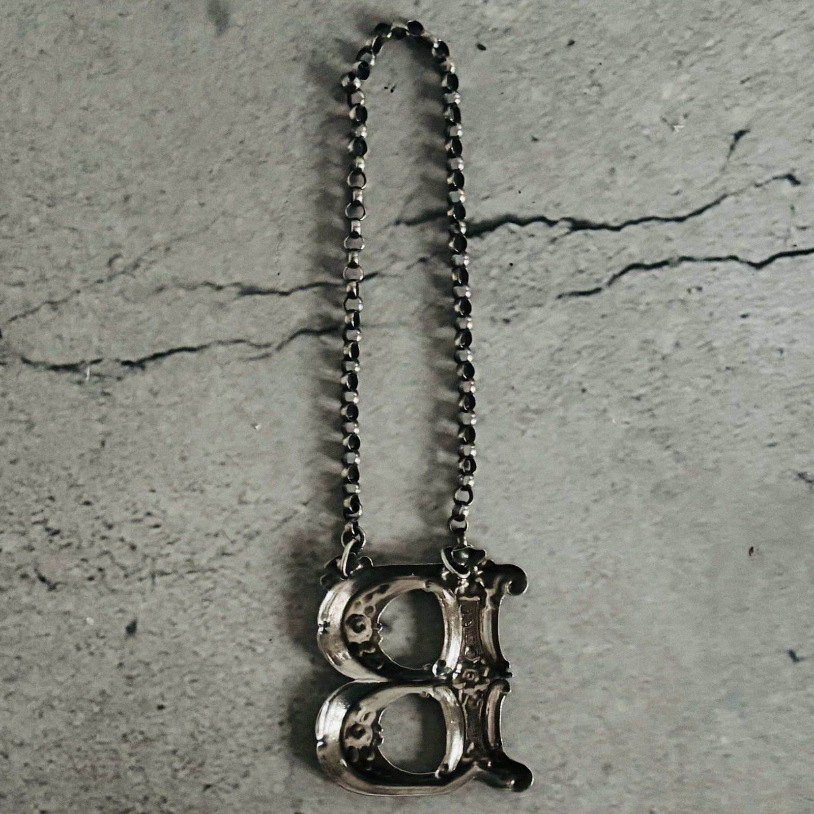 photo furniture Antique Silver Letter B Brandy Decanter Label