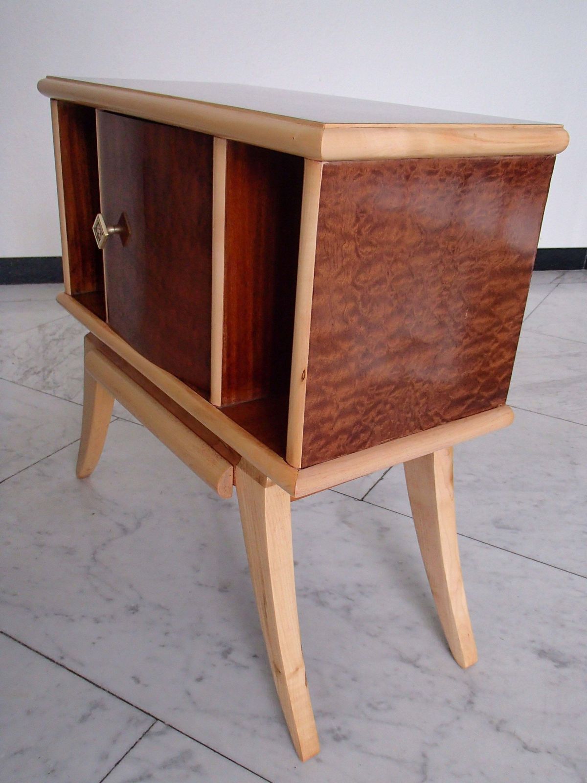 Pair Of Art Deco Canadian Maple Eye On Birch Side Table Nightstands photo buy