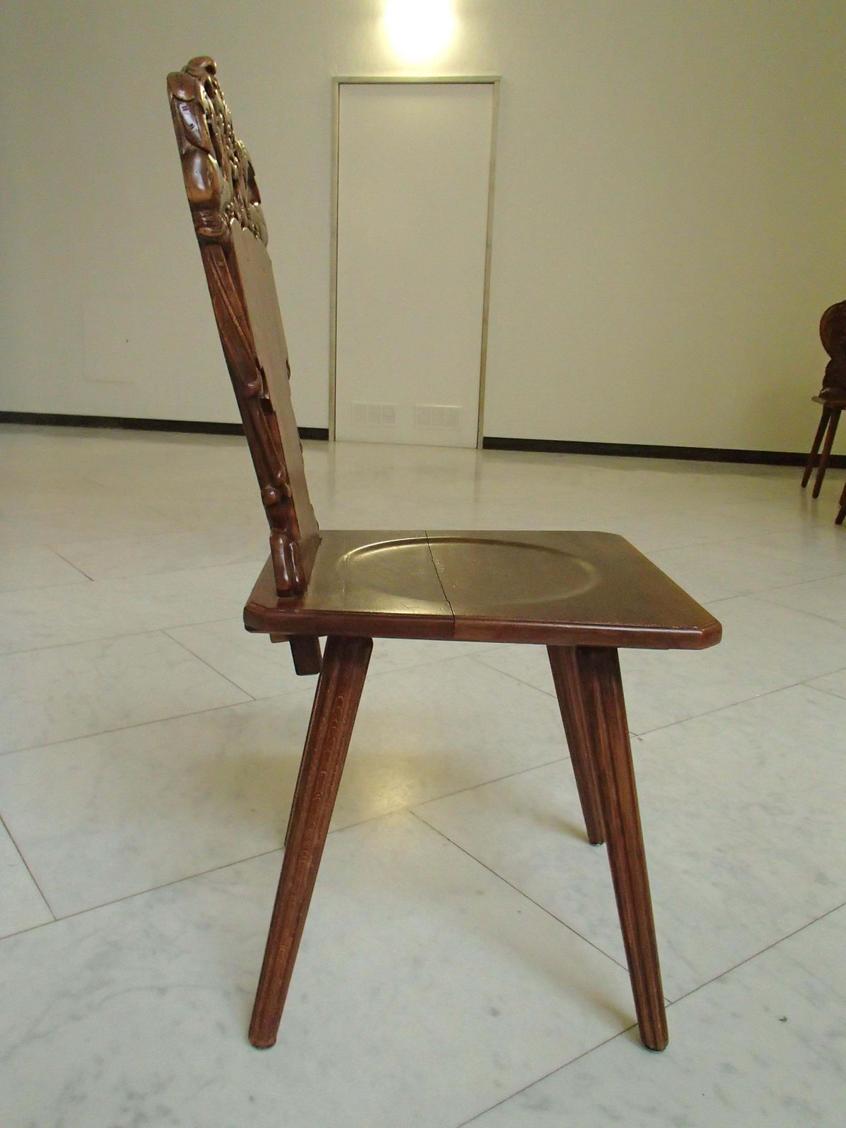 18th Century Brutalist Wooden Chair Carved With Fabulous Creature photo vintage