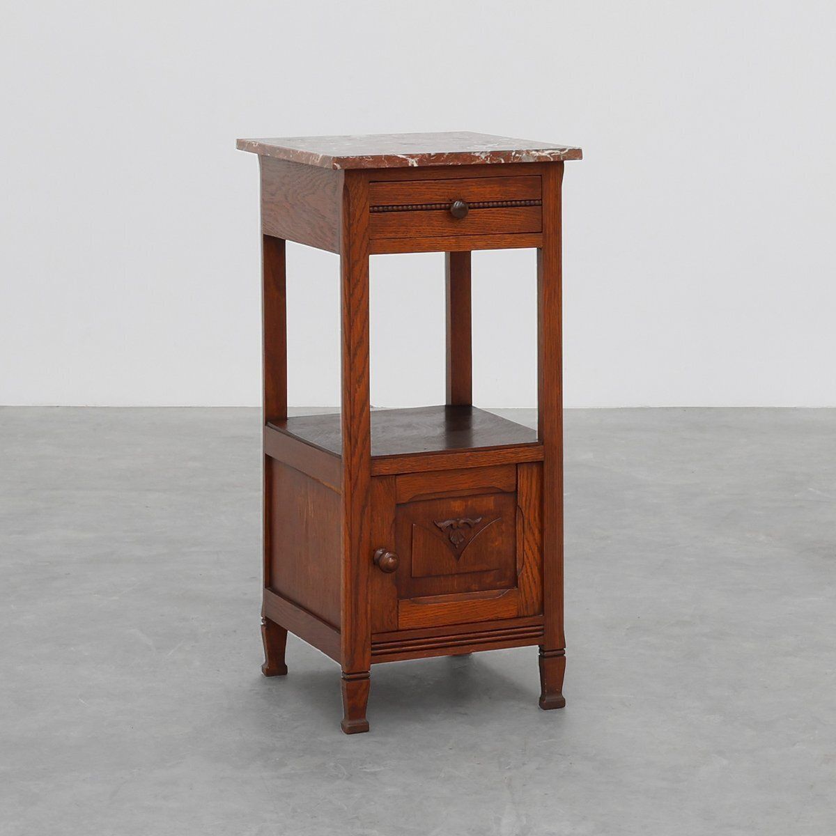 Art Deco Wood And Terracotta Marble Top Nightstand France 1920s