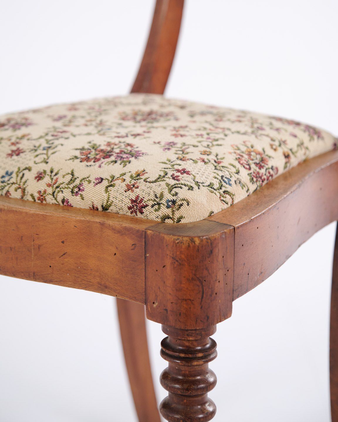 Dining Chair / Hall Chair   Mahogany   Floral Fabric   Late Empire photo vinterior