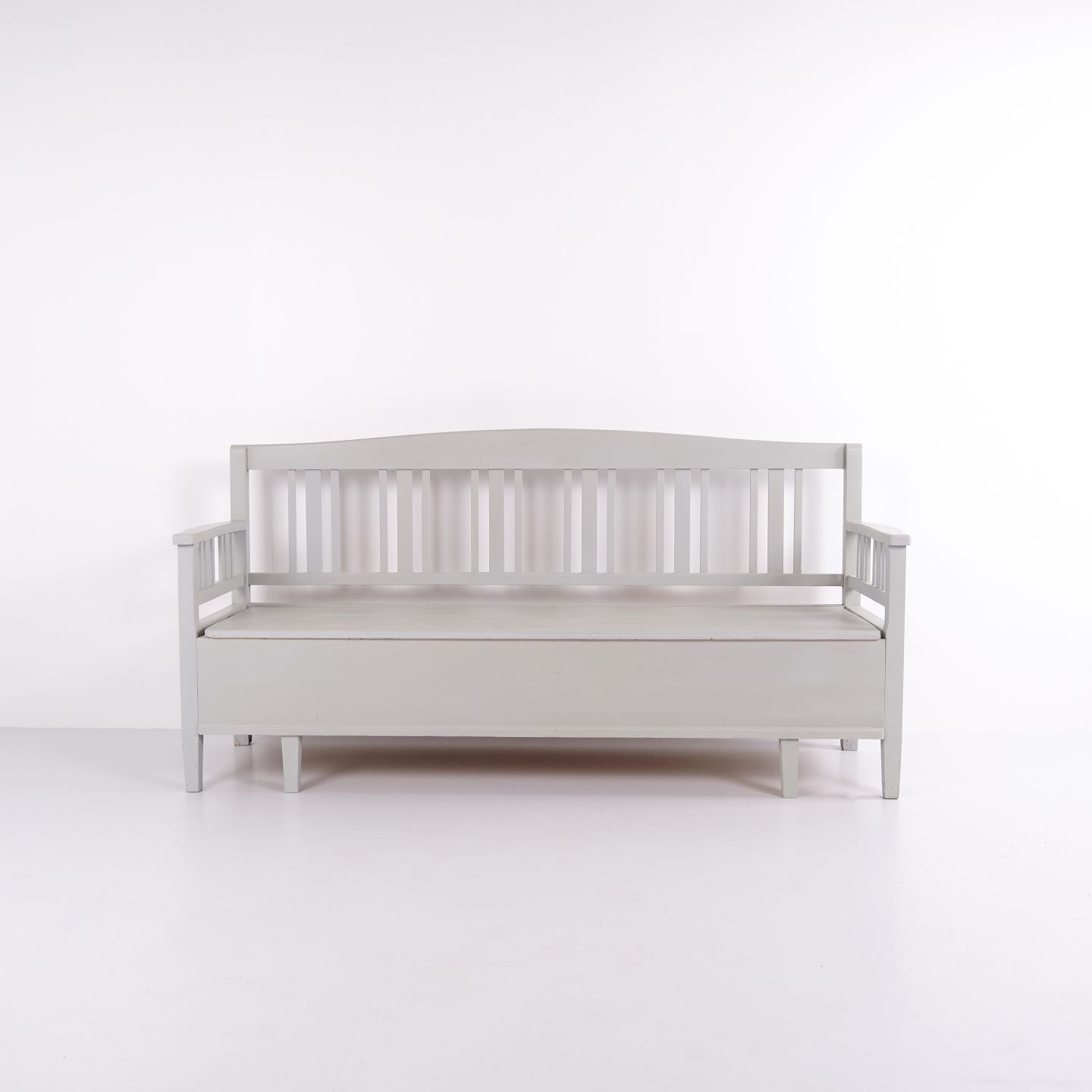 Swedish Bench   Grey Painted   Antique   Painted Pine   Year 1860s