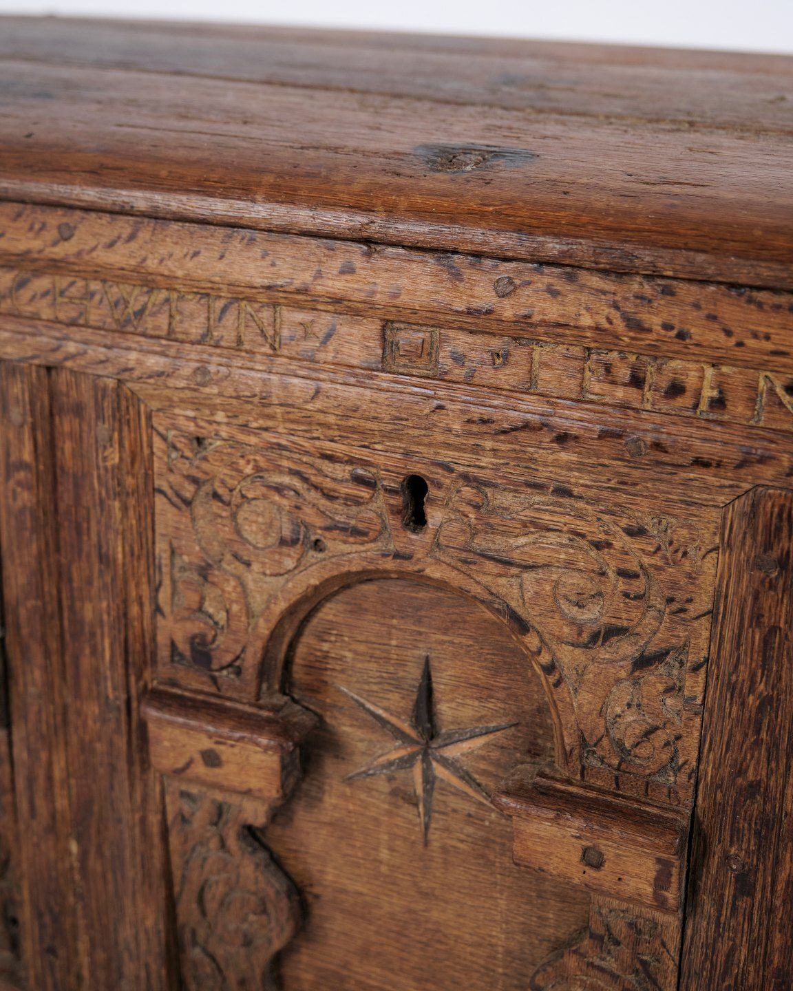 Chest – Oak – Carved Details & Inlay – C. 1860s photo buy