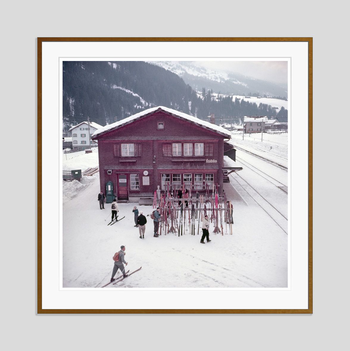 Toni Frissell 'Alpine Railway Station' Archival Pigment Print Framed In Brown photo furniture