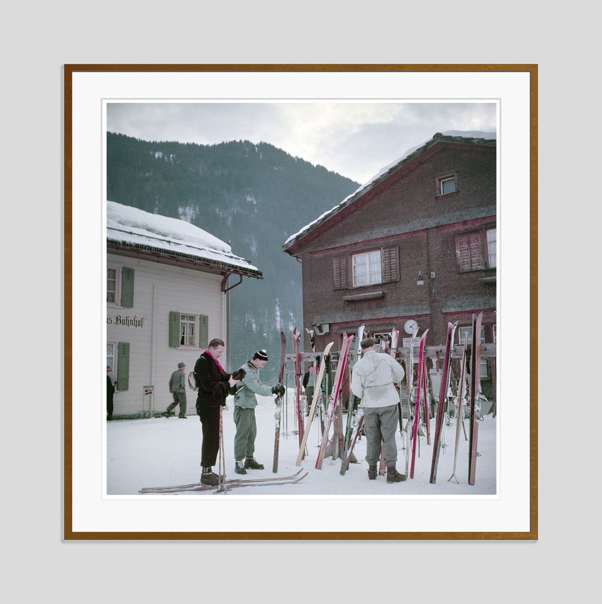 Toni Frissell 'Alpine Railway Station' Archival Pigment Print Framed In Brown photo furniture