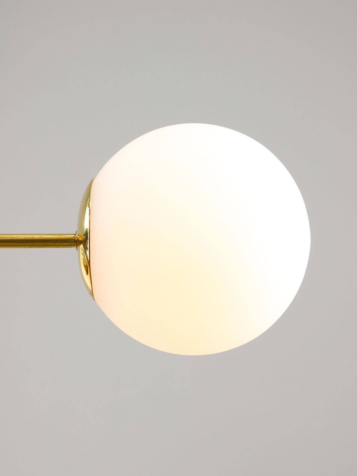 Mid Century Modern Italian Chandelier In Brass And Opaline Glass, 1960s photo for sale