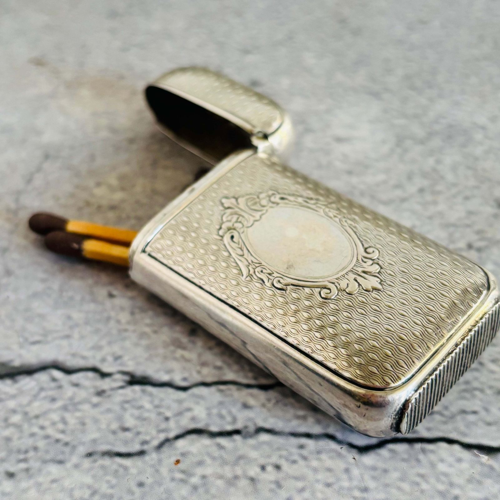 Antique Silver French Vesta Case Match Safe photo buy