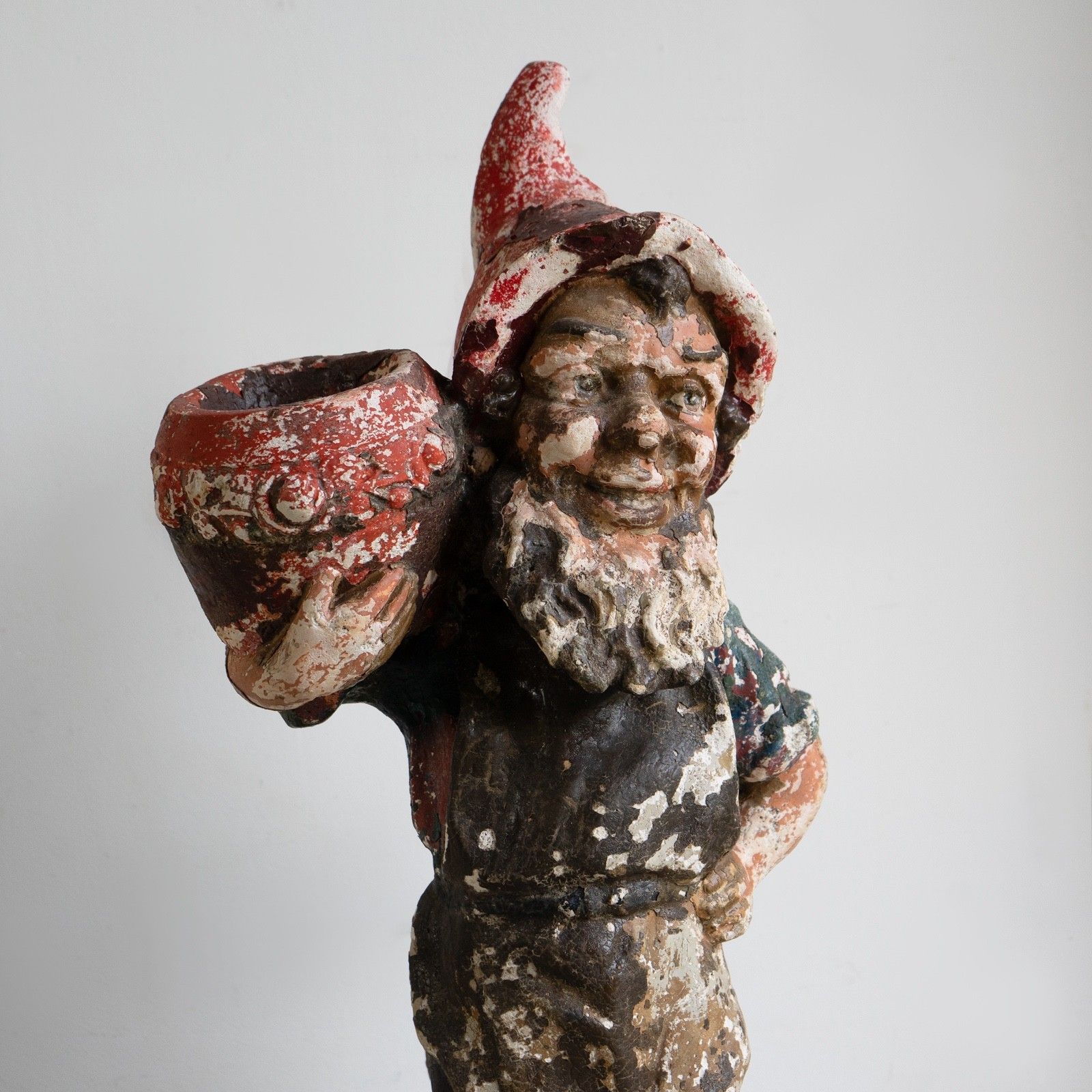 Large Antique German Painted Garden Gnome Figure, C. 1920s photo Garden Decor