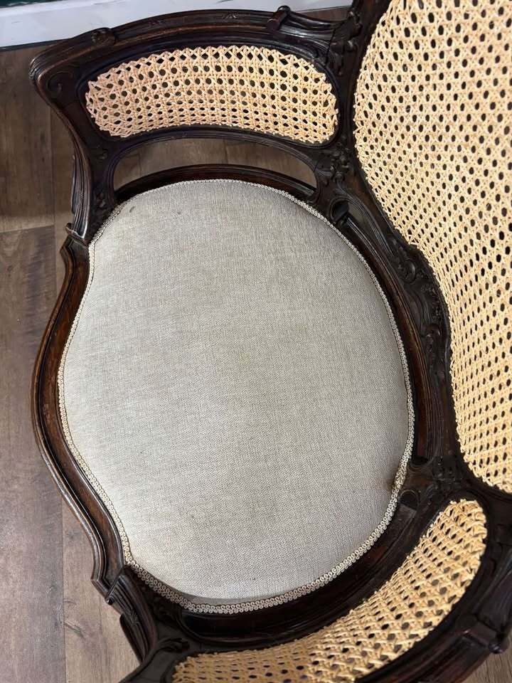 Pair Of French Louis XV Style Walnut Bergere Elbow Chairs photo vintage