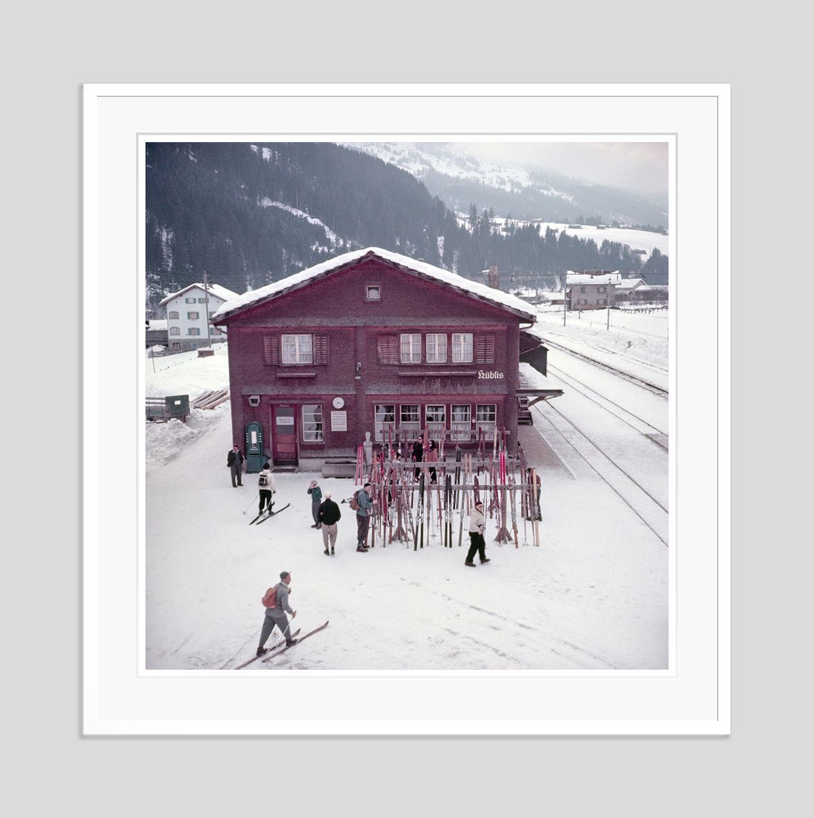 Toni Frissell 'Alpine Railway Station' Archival Pigment Print Framed In White photo furniture