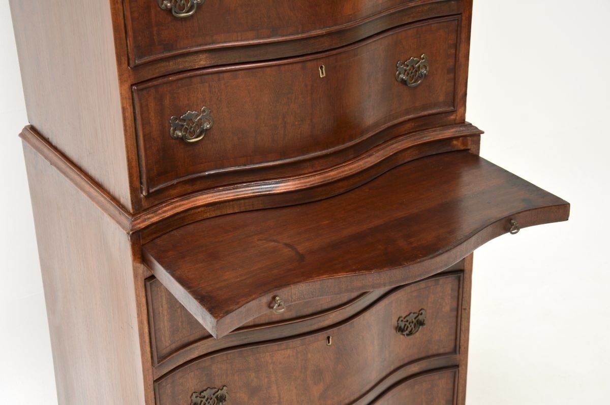 Antique Mahogany Serpentine Chest On Chest Of Drawers photo vintage