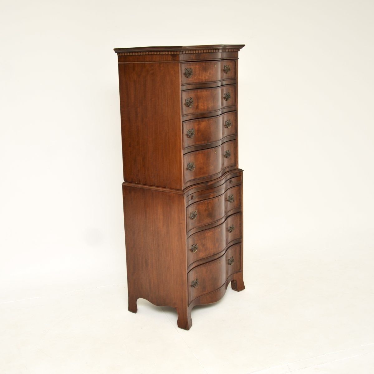 Furniture Antique Mahogany Serpentine Chest On Chest Of Drawers photo