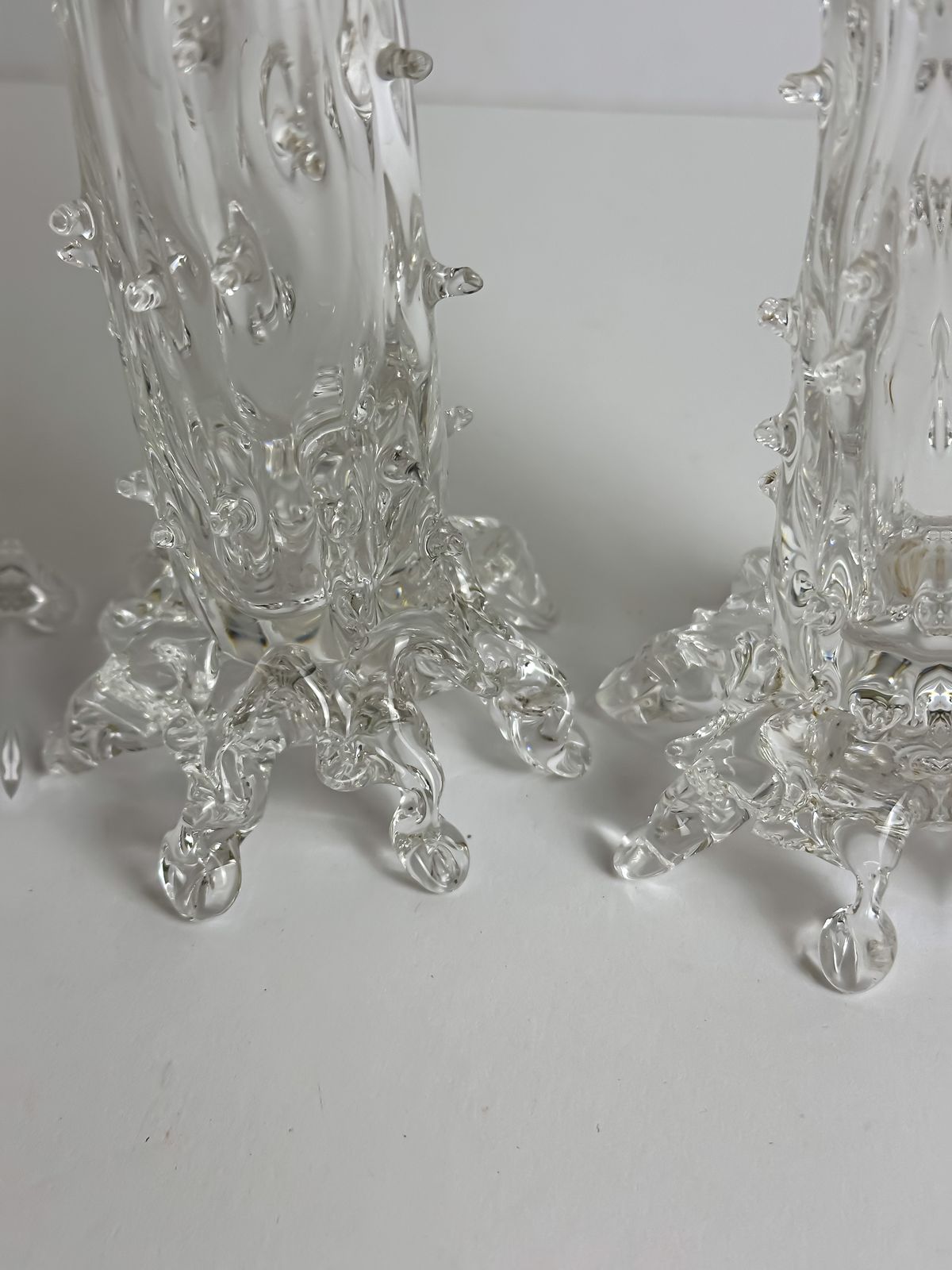 Clear Crystal Victorian Thorn Vases, Czech, 1890s, Set Of Four photo Home Decor