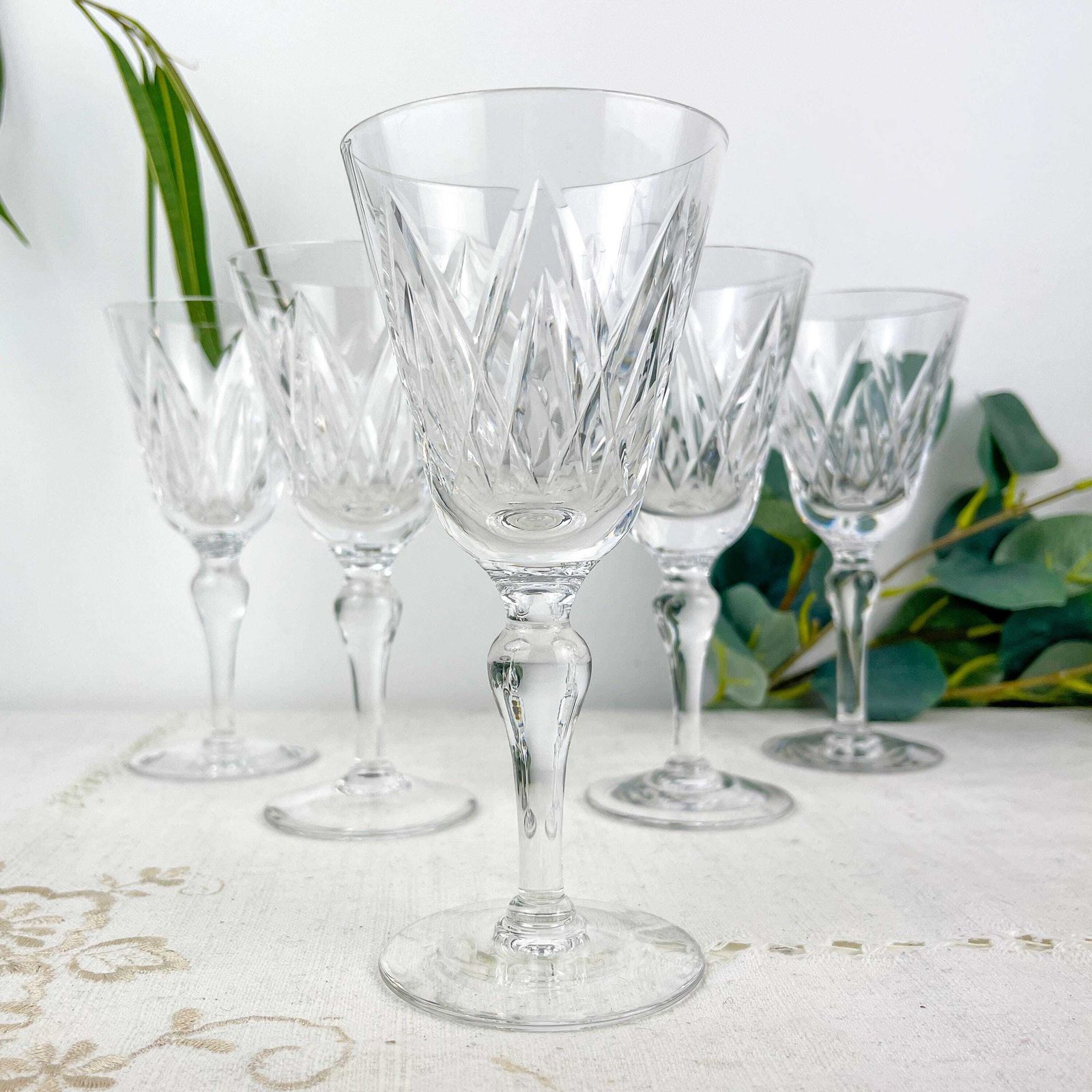 5 York Water Glasses – Stuart Cut Crystal – Vintage Luxury