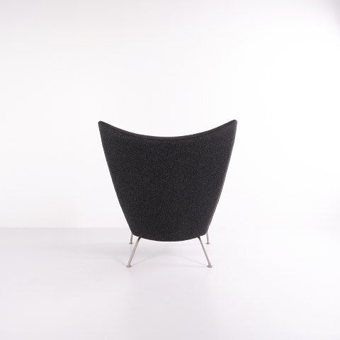 Wingchair – Hans J. Wegner – Model Ch445 – Carl Hansen & Søn – Gray Hallingdal – With Stool photo 4495.0