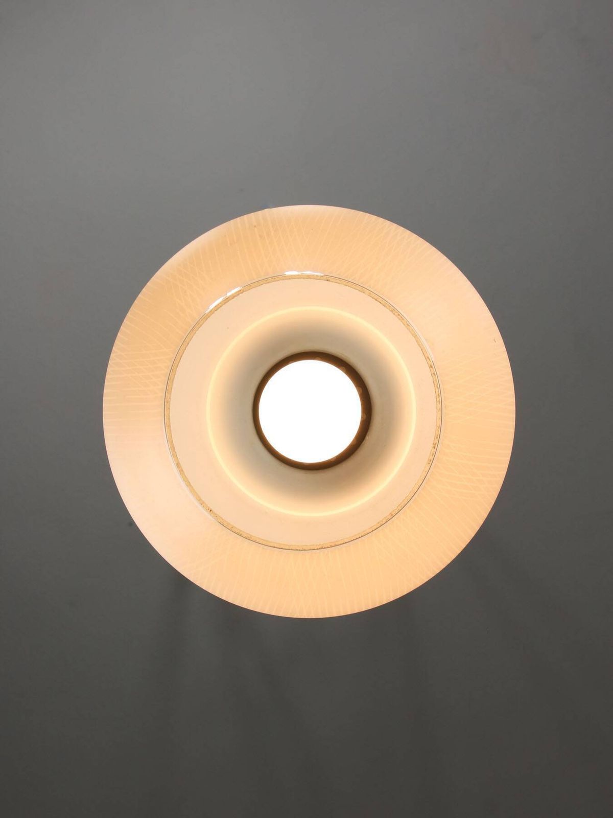 Small Italian Mid Century Pendant Lamp In Brass And Opaline Glass photo vintage