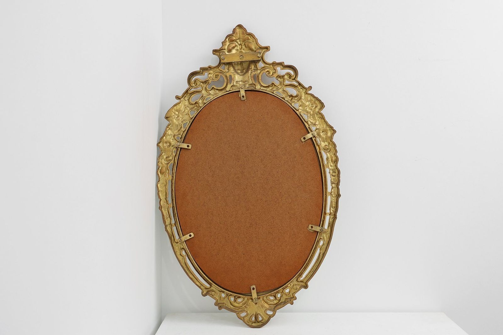 photo for sale Vintage French Baroque Louis XV Style Metal Mirror 1950s