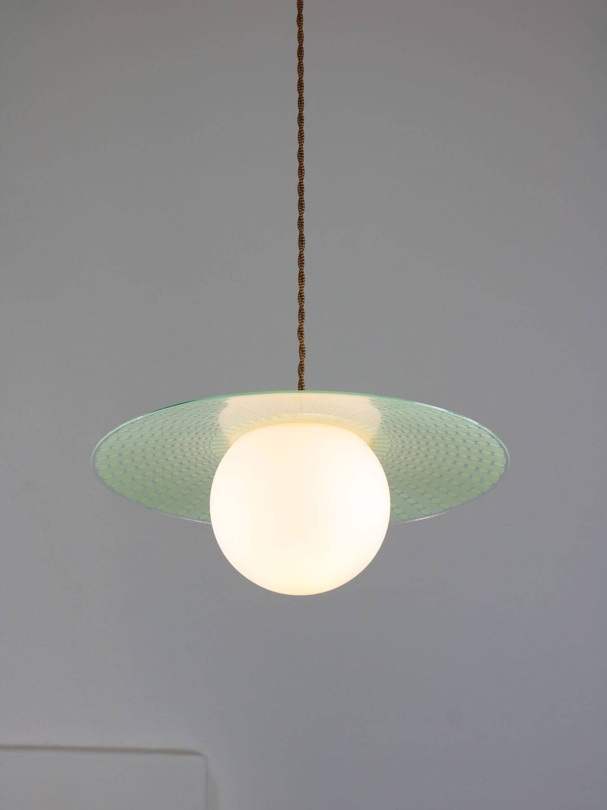 Mid Century Italian Angel Pendant Lamp In Brass And Opaline Glass photo furniture