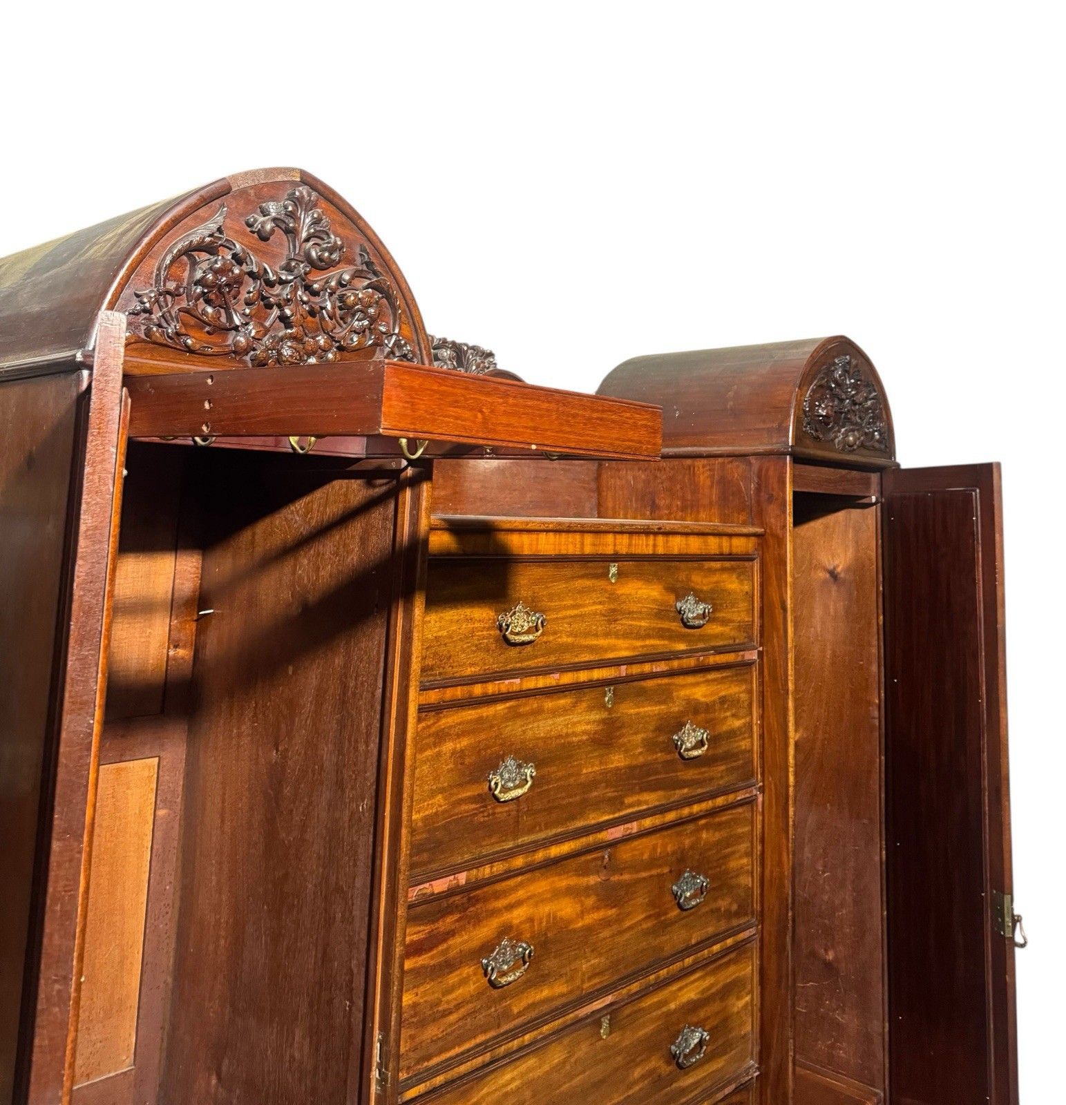 Antique Flemish Mahogany Wardrobe  Combination Wardrobe Dome Top Victortian photo vintage