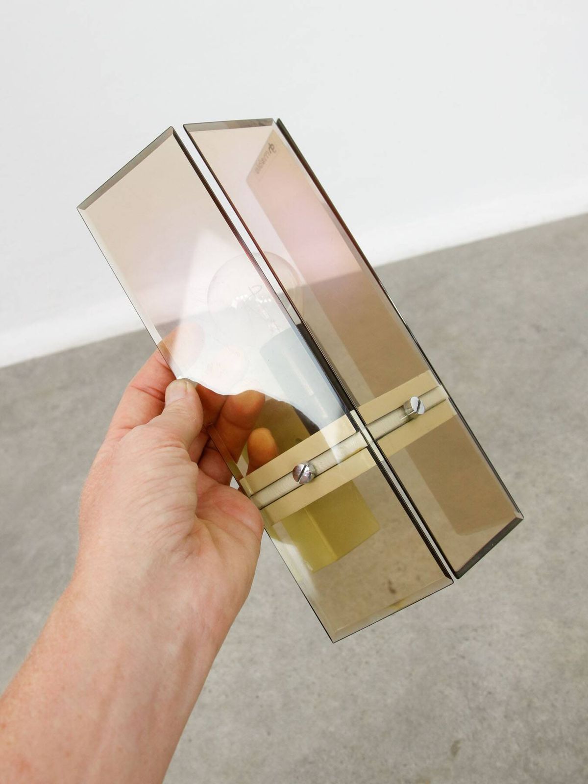 Italian Wall Light In Smoked Plexiglass For Guzzini, 1970s photo for sale