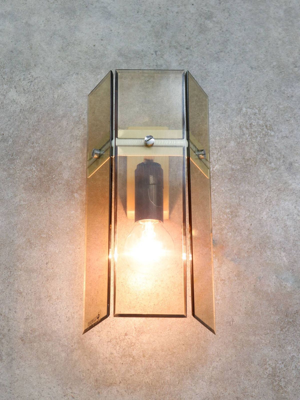 photo furniture Italian Wall Light In Smoked Plexiglass For Guzzini, 1970s