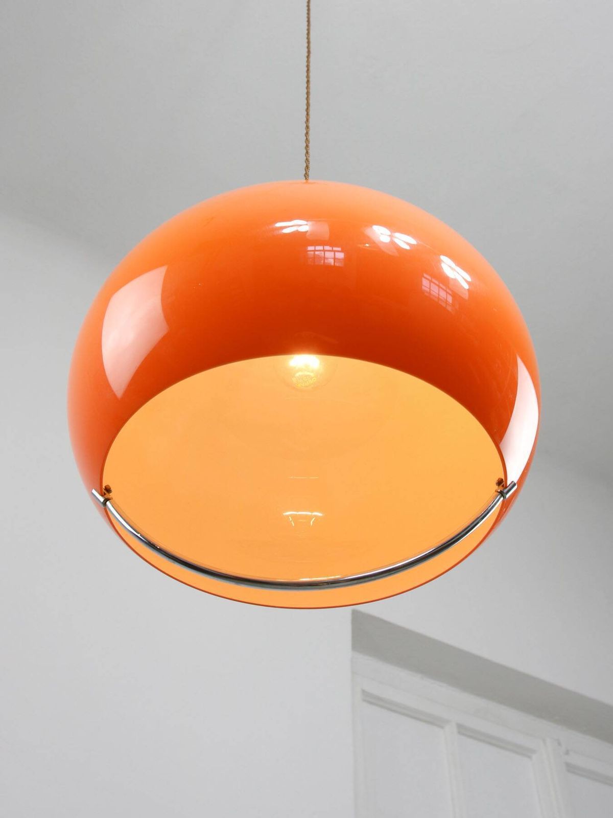 Space Age Orange Jolly Pendant Light By Guzzini, 1960s photo Lighting