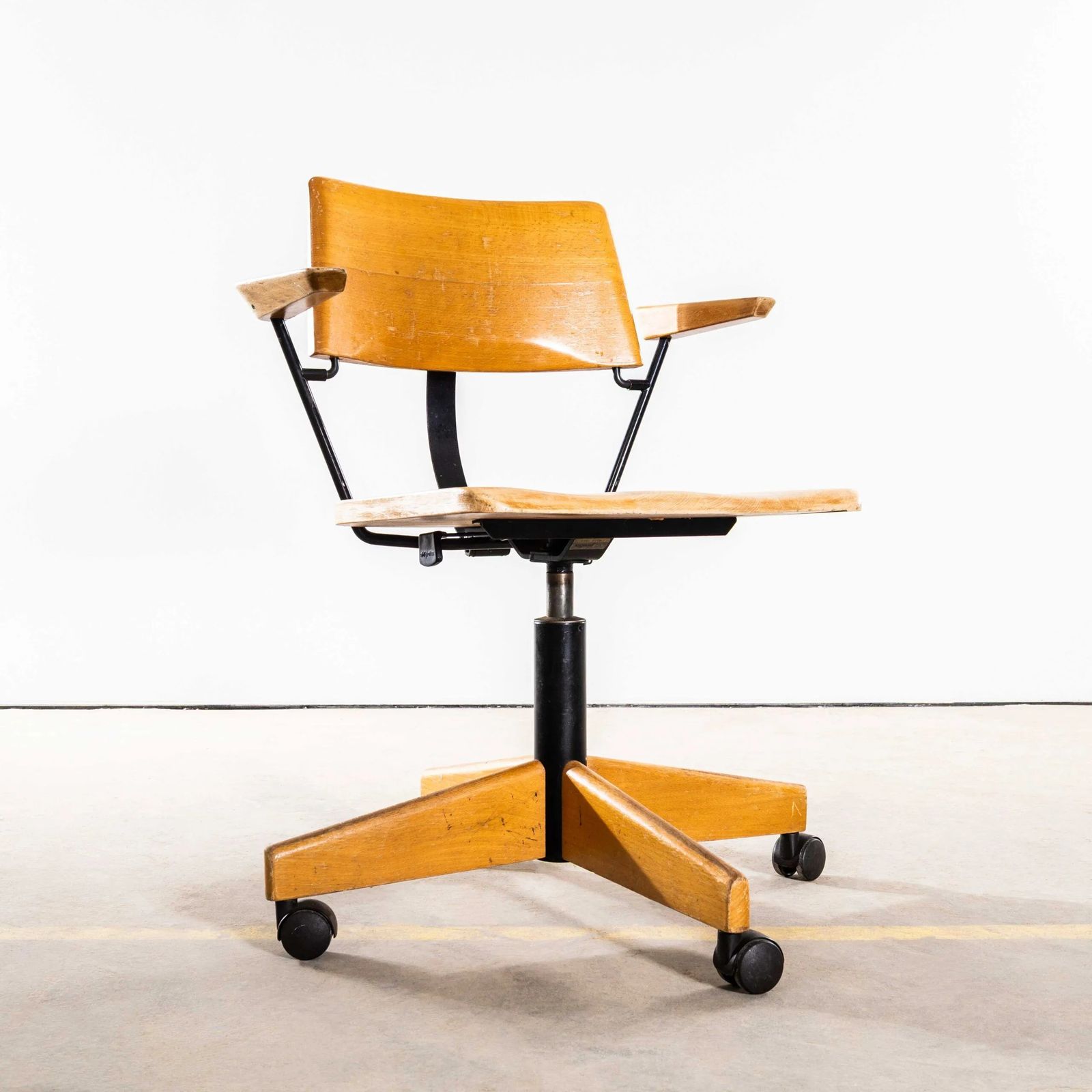 1960’s Giroflex Angular Swivel Desk Chair With Metal Rod Arms photo for sale